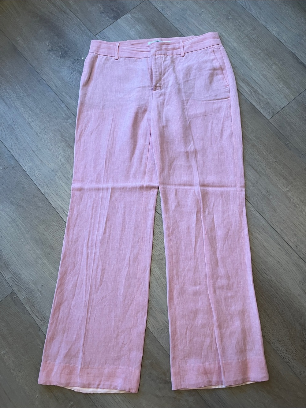 Zara Pink Wide-Leg Linen Trousers